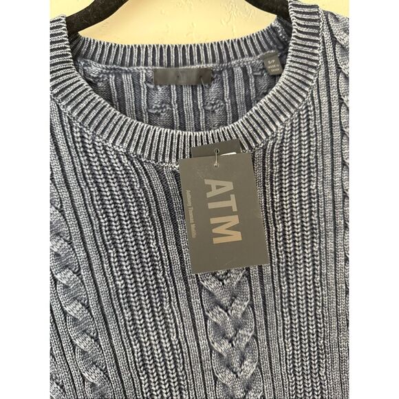 ATM Stone Washed Cable Knit Mini Sweater Dress - Picture 6 of 9
